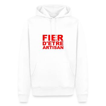 Fier d'être Artisan - Sweat à capuche Premium bio Homme - blanc - Devant - Nico (187cm)