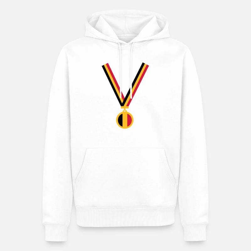 gold_medal_be_flag_3_clr - Sweat à capuche Premium bio Homme - blanc