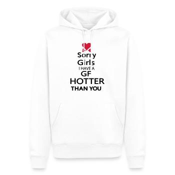 sorry girls i have gf hotter than you - Men’s Premium Organic Hoodie - white - Front - Nico (187cm)
