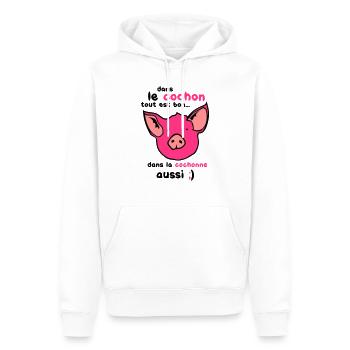 cochon tout est bon cohonne aussi - Sweat à capuche Premium bio Homme - blanc - Devant - Nico (187cm)