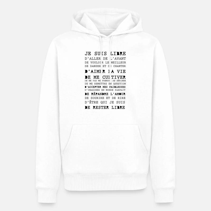 Je suis libre - Sweat à capuche Premium bio Homme - blanc