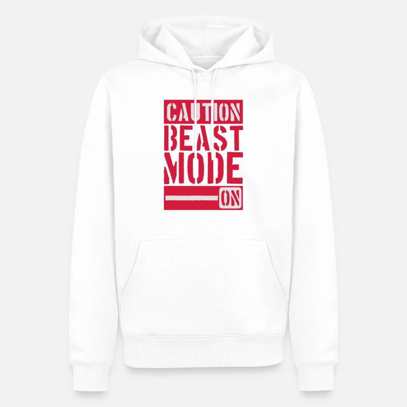 Caution Beast Mode On - Sweat à capuche Premium bio Homme - blanc