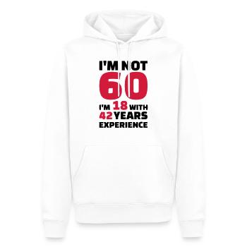 60 Anniversaire - Sweat à capuche Premium bio Homme - blanc - Devant - Nico (187cm)