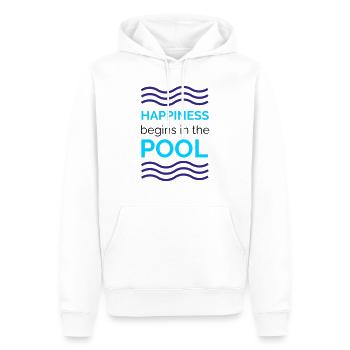 HAPPINESS begins in the POOL - Männer Premium Bio Hoodie - Weiß - Vorne - Nico (187cm)