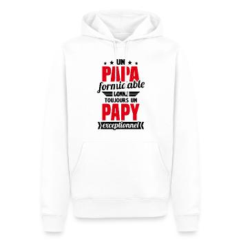 Un Papa Formidable Donne Un Papy Exceptionnel - Sweat à capuche Premium bio Homme - blanc - Devant - Nico (187cm)