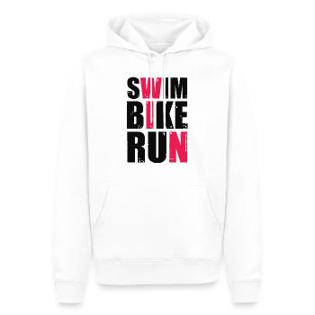 Triathlon Swimming Running Cycling Sports - Men’s Premium Organic Hoodie - white - Front - Nico (187cm)