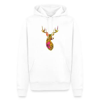 FLORAL HIRSCH - Männer Premium Bio Hoodie - Weiß - Vorne - Nico (187cm)