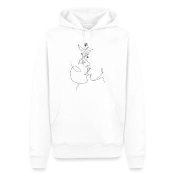 One Line Kuss - Männer Premium Bio Hoodie - Weiß - Vorne - Nico (187cm)