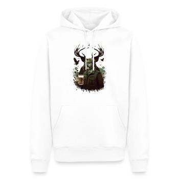 Un chasseur en pleine nature boit une bière - Sweat à capuche Premium bio Homme - blanc - Devant - Nico (187cm)