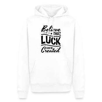 Believe That Luck Can Be Created Inspiration - Men’s Premium Organic Hoodie - white - Front - Nico (187cm)