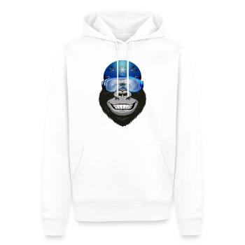 Gorille avec lunettes et casque - Sweat à capuche Premium bio Homme - blanc - Devant - Nico (187cm)