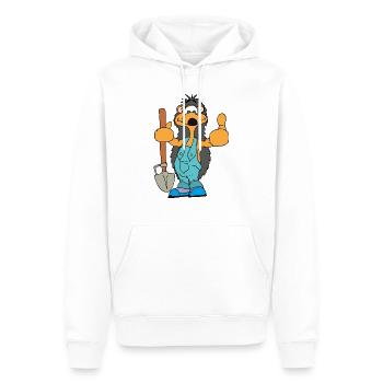 Le hérisson jardinier travaille dans le jardin - Sweat à capuche Premium bio Homme - blanc - Devant - Nico (187cm)