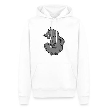 Loup fort - Sweat à capuche Premium bio Homme - blanc - Devant - Nico (187cm)