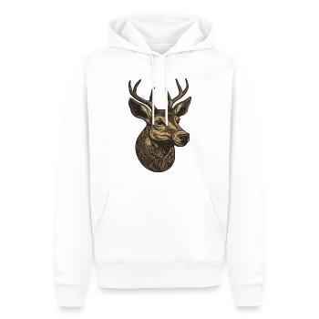 Hirsch Porträt - Männer Premium Bio Hoodie - Weiß - Vorne - Nico (187cm)