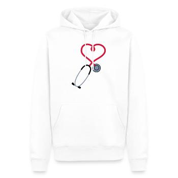 Stethoskop_sp7 - Männer Premium Bio Hoodie - Weiß - Vorne - Nico (187cm)