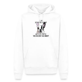 BULLDOG FRANÇAIS - BULLDOG FRANÇAIS CHIEN JUSTE - Sweat à capuche Premium bio Homme - blanc - Devant - Nico (187cm)