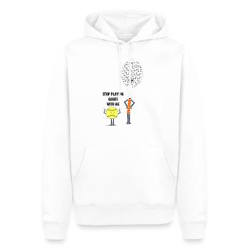 Funny tennis picture cartoon bat ball saying - Men’s Premium Organic Hoodie - white - Front - Nico (187cm)