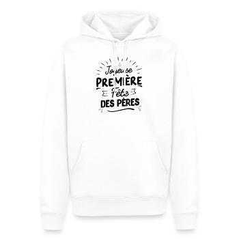 premiere fete des peres - Sweat à capuche Premium bio Homme - blanc - Devant - Nico (187cm)