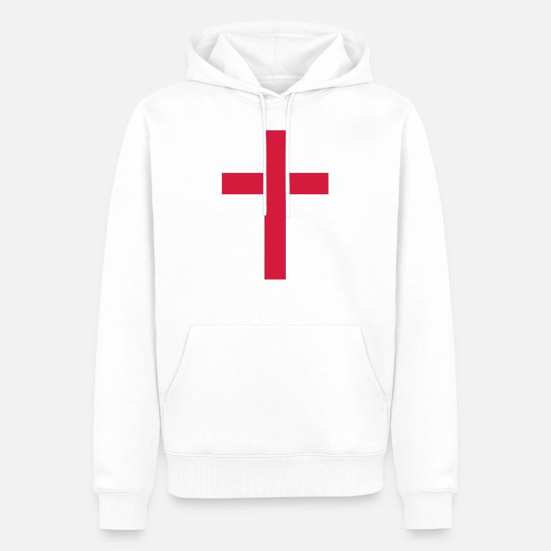 Croix Chrétienne (Couleur modifiable) - Sweat à capuche Premium bio Homme - blanc
