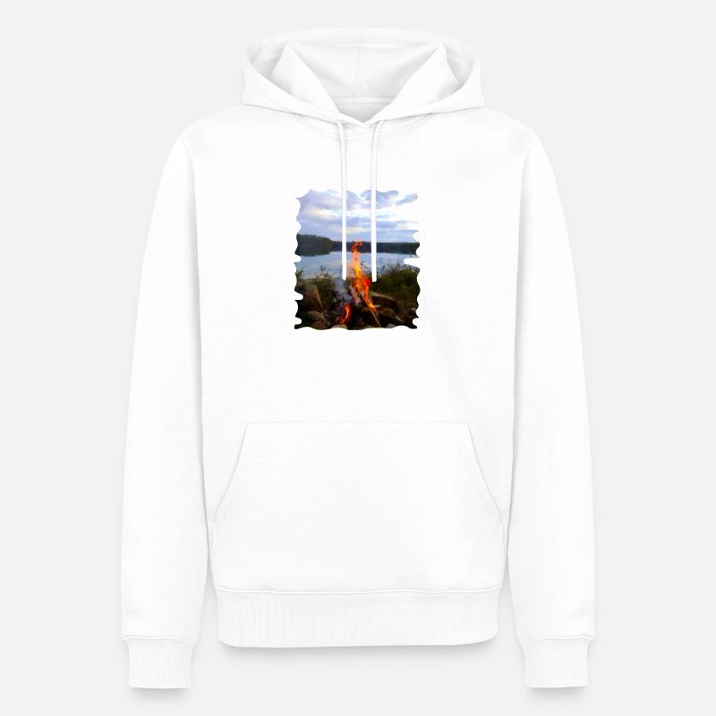 Feu de camp - Sweat à capuche Premium bio Homme - blanc