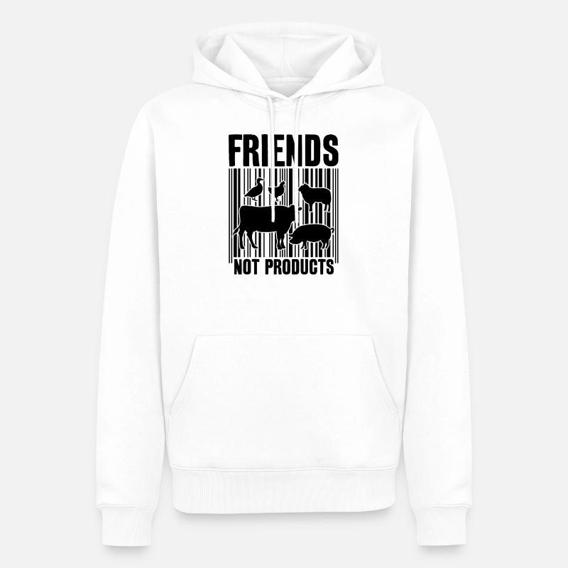 VEGAN FRIENDS NOT FOOD CODE-BARRES - Sweat à capuche Premium bio Homme - blanc