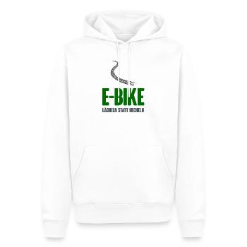 E-Bike - Lächeln statt hecheln - Männer Premium Bio Hoodie - Weiß - Vorne - Nico (187cm)