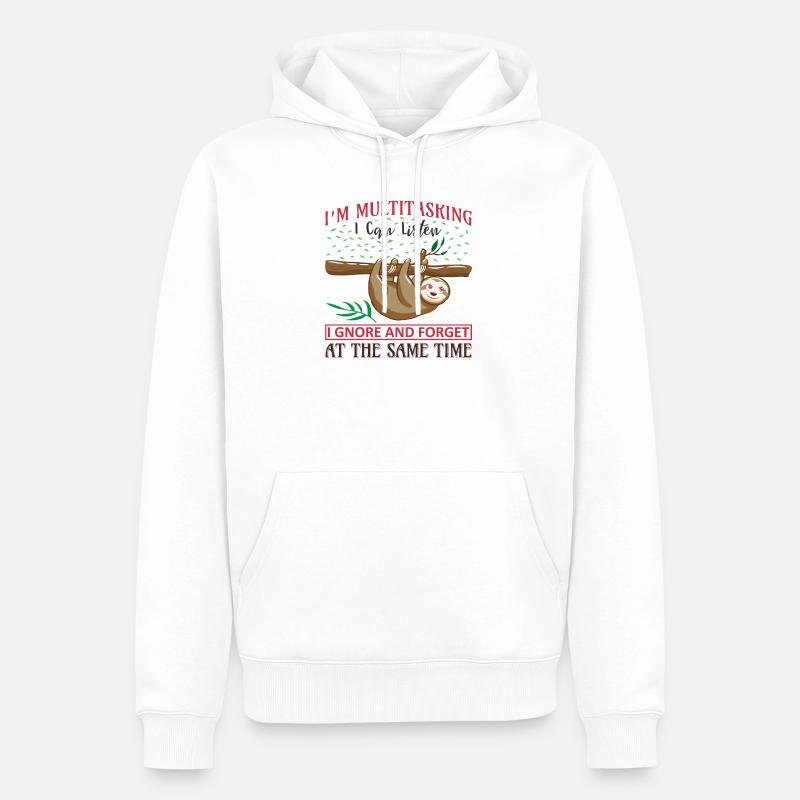Faultier Sloth witziger Spruch - Männer Premium Bio Hoodie - Weiß