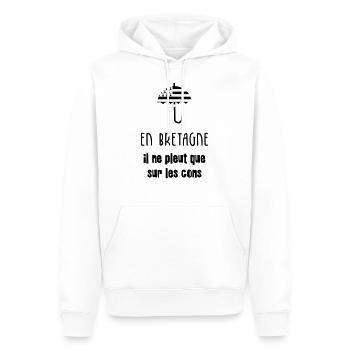 En Bretagne, il ne peut que sur les cons ! - Sweat à capuche Premium bio Homme - blanc - Devant - Nico (187cm)
