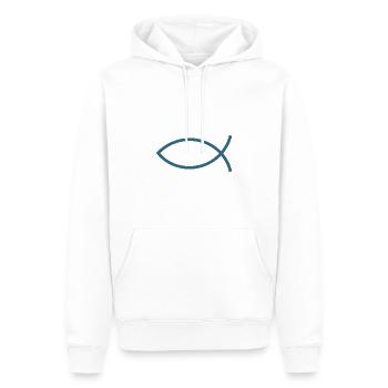 Jésus poisson Ichthys poisson poisson poisson - Sweat à capuche Premium bio Homme - blanc - Devant - Nico (187cm)