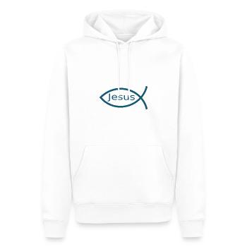 Jésus poisson Ichthys poisson poisson poisson - Sweat à capuche Premium bio Homme - blanc - Devant - Nico (187cm)