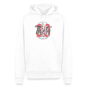 Das Leben beginnt bei Thirty Tee - Männer Premium Bio Hoodie - Weiß - Vorne - Nico (187cm)