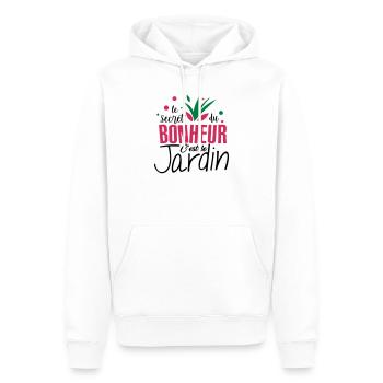 Le bonheur c'est le jardin ! amour du jardin - Sweat à capuche Premium bio Homme - blanc - Devant - Nico (187cm)