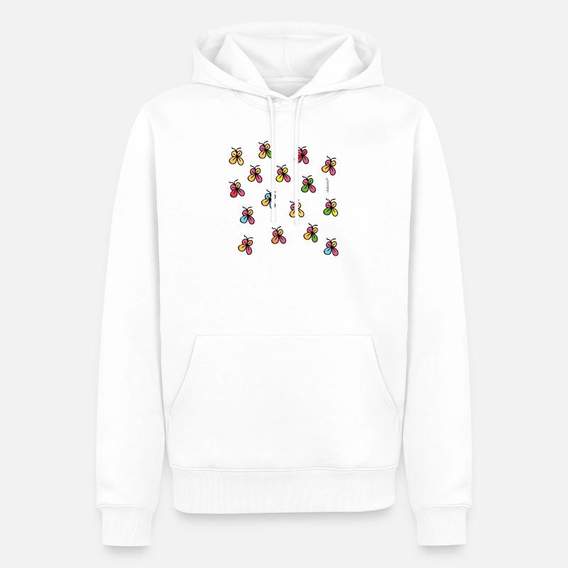 Neonschmetterlinge in schwarzer Silhouette - Männer Premium Bio Hoodie - Weiß
