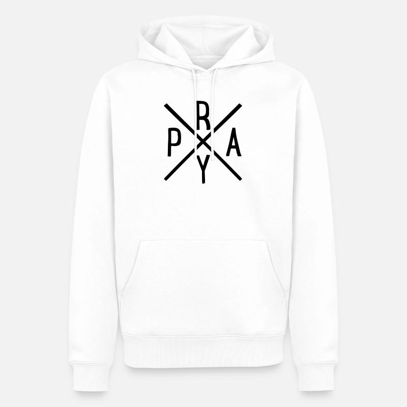 prier - Sweat à capuche Premium bio Homme - blanc