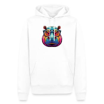 Nilpferd mit Brille - Männer Premium Bio Hoodie - Weiß - Vorne - Nico (187cm)