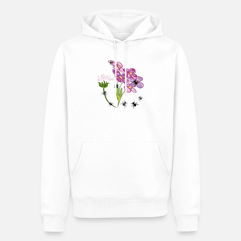 Fleurs avec des fourmis insectes - Sweat à capuche Premium bio Homme - blanc