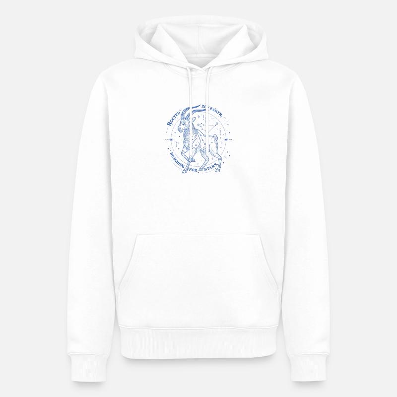 Steinbock Sternzeichen Geschenk – Erde & Sterne Design - Männer Premium Bio Hoodie - Weiß