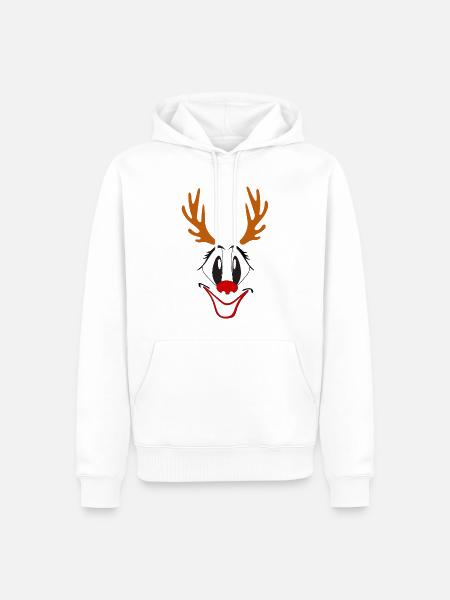 Rentier mit roter Nase Karikatur - Männer Premium Bio Hoodie - Weiß
