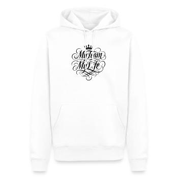 Mein Team Mein Leben - Männer Premium Bio Hoodie - Weiß - Vorne - Nico (187cm)