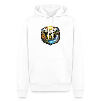 Positif à vie - Sweat à capuche Premium bio Homme - blanc - Devant - Nico (187cm)