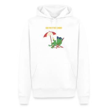Frosch Strandurlaub mit Cocktail. Geiles Wetter! - Männer Premium Bio Hoodie - Weiß - Vorne - Nico (187cm)