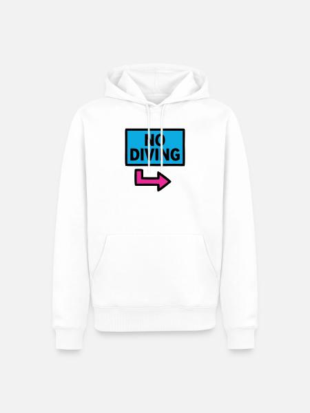 No Diving Schild Pool Retro - Männer Premium Bio Hoodie - Weiß
