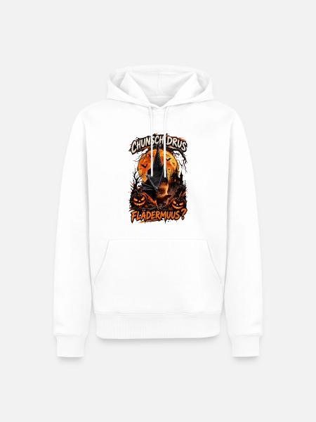 Schweizer Halloween Fledermaus im Kürbiswald - Männer Premium Bio Hoodie - Weiß