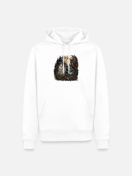Geisterjäger im Mondscheinwald - Männer Premium Bio Hoodie - Weiß