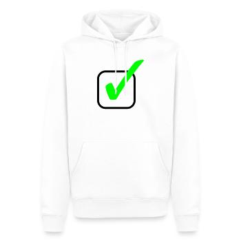 Neon-Grüner Haken Print - Männer Premium Bio Hoodie - Weiß - Vorne - Nico (187cm)