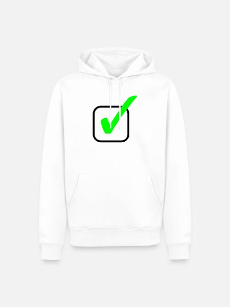 Neon-Grüner Haken Print - Männer Premium Bio Hoodie - Weiß