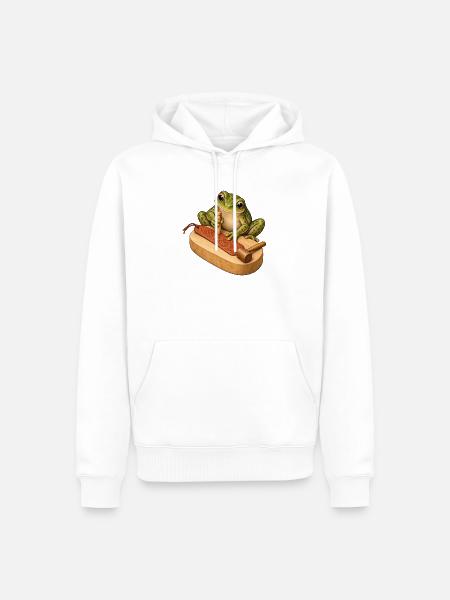 Frosch prägt ein Leder-Lesezeichen - Männer Premium Bio Hoodie - Weiß