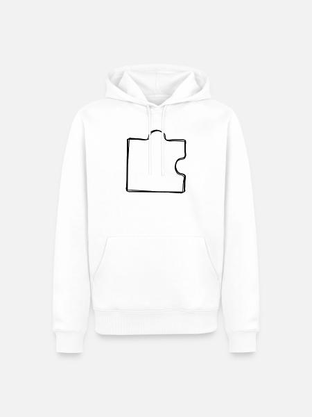 Puzzleteil handgezeichnet - Männer Premium Bio Hoodie - Weiß