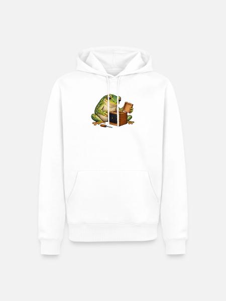 Frosch baut eine Lochkamera - Männer Premium Bio Hoodie - Weiß