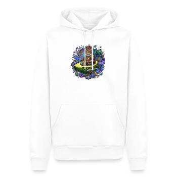 Königliche Katze im Avocado-Raumschiff  - Männer Premium Bio Hoodie - Weiß - Vorne - Nico (187cm)